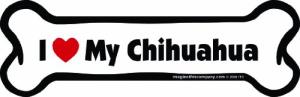 Imagine This Company I Love My Breed Bone Shaped Pet Magnet; Removable Magnets for Cars, Fridges, Lockers & More, Stylish Pet Inspired Car Accessories, 2 x 7 inches, 1 Item, White/Black, Chihuahua