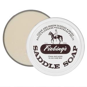 Fiebing's White Saddle Soap for Leather (12 oz Tin) - Cleaner & Conditioner to Soften, Protect & Restore Leathercraft - Soap for Car Seat, Couch, Shoe, Purse, Boot, Bag, & Saddles