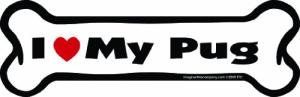 Imagine This Company I Love My Breed Bone Shaped Pet Magnet; Removable Magnets for Cars, Fridges, Lockers & More, Stylish Pet Inspired Car Accessories, 2 x 7 inches, 1 Item, White/Black, Pug