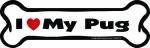 Imagine This Company I Love My Breed Bone Shaped Pet Magnet; Removable Magnets for Cars, Fridges, Lockers & More, Stylish Pet Inspired Car Accessories, 2 x 7 inches, 1 Item, White/Black, Pug