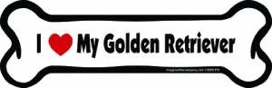 Imagine This Company I Love My Breed Bone Shaped Pet Magnet; Removable Magnets for Cars, Fridges, Lockers & More, Stylish Pet Inspired Car Accessories, 2 x 7 inches, White/Black, Golden Retriever