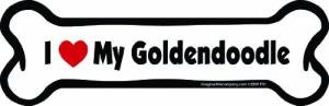 Imagine This Company I Love My Breed Bone Shaped Pet Magnet; Removable Magnets for Cars, Fridges, Lockers & More, Stylish Pet Inspired Car Accessories, 2 x 7 inches, 1 Item, White/Black, Goldendoodle