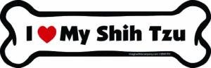 Imagine This Company I Love My Breed Bone Shaped Pet Magnet; Removable Magnets for Cars, Fridges, Lockers & More, Stylish Pet Inspired Car Accessories, 2 x 7 inches, 1 Item, White/Black, Shih Tzu
