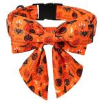 Lionet Paws Fall Halloween Dog Collar with Sailor Bow, Cute Bat Pumpkin Dog Collar for Small Dogs, Adjustable Cotton Orange Pet Collars Puppy Collar for Small Dogs