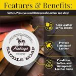 Fiebing's White Saddle Soap for Leather (12 oz Tin) - Cleaner & Conditioner to Soften, Protect & Restore Leathercraft - Soap for Car Seat, Couch, Shoe, Purse, Boot, Bag, & Saddles