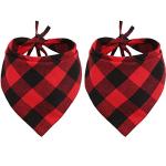 Lamphyface 2 Pcs Dog Bandana Christmas Pet Clothing Triangle Scarf Accessories Bibs Red Black Plaid