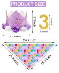 PET SHOW Purple Crown Dog Birthday Party Hat with Bandana Set for Girls Reusable Party Supplies Cat Kitten Headband with 0-9 Numbers Charms Costume Accessories with Glue