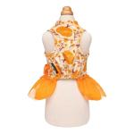 Fitwarm Pumpkin Flower Dog Dress, Thanksgiving Outfit for Small Dogs Girl, Fall Pet Outfit, Beige, Orange, Medium