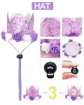 PET SHOW Purple Crown Dog Birthday Party Hat with Bandana Set for Girls Reusable Party Supplies Cat Kitten Headband with 0-9 Numbers Charms Costume Accessories with Glue