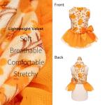 Fitwarm Pumpkin Flower Dog Dress, Thanksgiving Outfit for Small Dogs Girl, Fall Pet Outfit, Beige, Orange, Medium