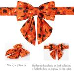 Lionet Paws Fall Halloween Dog Collar with Sailor Bow, Cute Bat Pumpkin Dog Collar for Small Dogs, Adjustable Cotton Orange Pet Collars Puppy Collar for Small Dogs