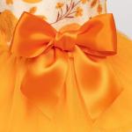 Fitwarm Pumpkin Flower Dog Dress, Thanksgiving Outfit for Small Dogs Girl, Fall Pet Outfit, Beige, Orange, Medium