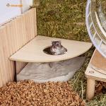Niteangel Animal Sand-Bath Box: - Acrylic Critter's Sand Bath Shower Room & Digging Sand Container for Hamsters Mice Lemming Gerbils or Other Small Pets (Triangle, Burlywood)