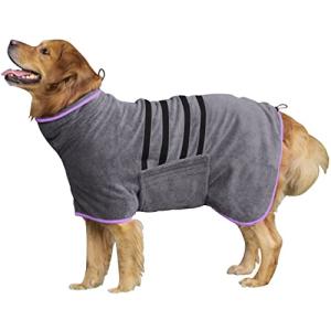 HhiMyOct Dog Drying Coat - Fast Drying Dog Towel Robe - Microfiber Super Absorbent Pet Bathrobe, Adjustable Collar & Belly Strap Fast Drying Coat Pet Dog Cat Bath Robe Towel