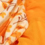 Fitwarm Pumpkin Flower Dog Dress, Thanksgiving Outfit for Small Dogs Girl, Fall Pet Outfit, Beige, Orange, Medium
