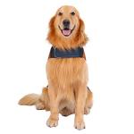 HDE Dog Puffer Jacket Fleece Lined Warm Dog Parka Winter Coat with Harness Hole Navy Retro Stripe - L