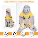 LIANZIMAU Waterproof Dog Raincoat 4 Legs with Leash Hook Reflective Adjustable Belly Strap Clear Hood Lightweight Polyester for Small Medium Large Dogs