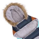 HDE Dog Puffer Jacket Fleece Lined Warm Dog Parka Winter Coat with Harness Hole Navy Retro Stripe - L