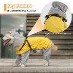 LIANZIMAU Waterproof Dog Raincoat 4 Legs with Leash Hook Reflective Adjustable Belly Strap Clear Hood Lightweight Polyester for Small Medium Large Dogs