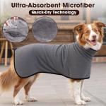 HezzLuv Microfibre Dog Bathrobe Towel Wrap Super Absorbent Dog Drying Coat Bath Robe for Puppy, Medium & Large Dogs, Fast Drying, Adjustable