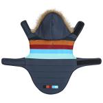 HDE Dog Puffer Jacket Fleece Lined Warm Dog Parka Winter Coat with Harness Hole Navy Retro Stripe - L