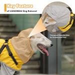 LIANZIMAU Waterproof Dog Raincoat 4 Legs with Leash Hook Reflective Adjustable Belly Strap Clear Hood Lightweight Polyester for Small Medium Large Dogs