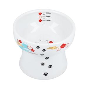 Necoichi Elevated Cat Water Bowl – Ceramic Raised Cat Bowl, Prevents Neck & Whisker Fatigue – Dishwasher & Microwave Safe – Pet Water Bowl for Cats (Fuji, Extra Tall)