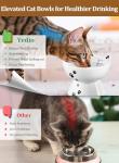 Yedio Porcelain Raised Cat Bowl, No Spill Cat Water Bowl with Anti Slip Band, Elevated Porcelain Pet Bowl Protect Pet's Spine, Large Capacity Pet Water Bowl, 15 oz, Dishwasher Safe
