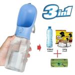 AVELORA Dog Water Bottle with Food Container, Portable Pet Dog Water Dispenser for Outdoor Walking,Hiking,Travel,Puppy Essentials,Puppy Supplies,Replaceable Waste Bags