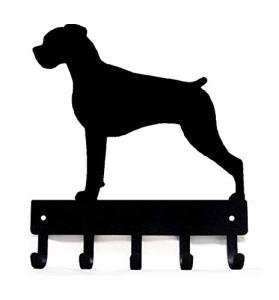 The Metal Peddler Boxer (Natural Ears) Key Holder & Leash Hanger for Wall - Large 9 inch Wide with 5 Hooks - Made in USA