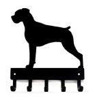 The Metal Peddler Boxer (Natural Ears) Key Holder & Leash Hanger for Wall - Large 9 inch Wide with 5 Hooks - Made in USA