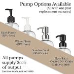 Refillable Clear PET Plastic 16 oz Shampoo Bottle with Stainless Steel Pump Dispenser - Chrome Accent Waterproof Labeled Bottle