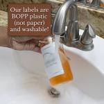 Refillable Clear PET Plastic 16 oz Shampoo Bottle with Stainless Steel Pump Dispenser - Chrome Accent Waterproof Labeled Bottle