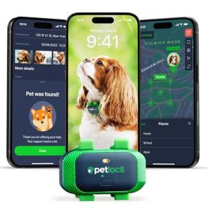 Dog GPS Tracker - Real-Time Location Tracking Device with App - Smart Alerts & Geo-Fence - Collar-Compatible, Waterproof - Long-Life Battery - 4G Built-in SIM - iOS & Android (Subscription Required)