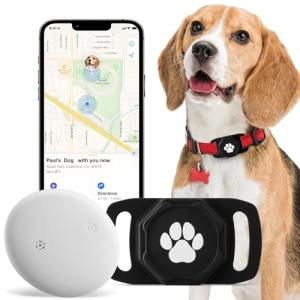 Smart Pet Tracker for Collar - Dog Trackers Pet Location Tracker with Holder, No Monthly Fee, Compatible with Apple Airtag Find My (iOS Only), Anti-Lost Tracking Device for Pets, Luggage, Bag Straps