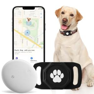 Smart Pet Tracker for Collar - Dog Trackers Pet Location Tracker with Holder, No Monthly Fee, Anti-Lost Tracking Device for Pets, Luggage, Bag Straps,Compatible with iOS & Android