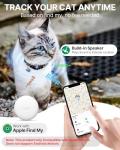 Cat Tracker Collar Waterproof Airtag Cat Collar with Finder Tag (iOS ONLY Not for Android Devices), Compatible with Apple Find My, Breakaway Tractive with Reflective Pattern & Bell, Black, 8-12"