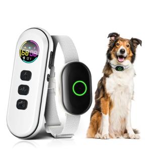 2025 Upgraded Shock Collar for Dogs, Dog Training Collar with Remote Control for Medium Large Dogs, 3 Training Modes - Beep, Vibration and Shock with Safety Lock, IPX7 Waterproof, Rechargeable,White