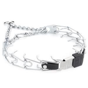 Herm Sprenger Chrome Plated Steel Dog Collar with Quick Release ClicLock Buckle and Biothane Insert Training Collar for Dogs Made in Germany (Black, 22in x 3.0mm(Neck Size up to 18-19in))