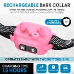 Tiny Bark Collar for Small Dogs 5-15 lbs and Puppies - No Shock Anti Barking Collar - Rechargeable Smart Collar for Dog Training with 7 Sensitivity Levels and 3 Beep&Vibration Modes (Pink)