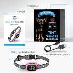 Tiny Bark Collar for Small Dogs 5-15 lbs and Puppies - No Shock Anti Barking Collar - Rechargeable Smart Collar for Dog Training with 7 Sensitivity Levels and 3 Beep&Vibration Modes (Pink)