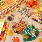 Sweetude 100 Pcs Fall Dog Bandanas Bulk Plaid Bandanas for Dog Autumn Thanksgiving Pet Scarf Bibs Adjustable Triangle Kerchief Grooming Supplies Pet Costume for Small Medium Large