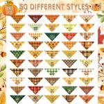 Sweetude 100 Pcs Fall Dog Bandanas Bulk Plaid Bandanas for Dog Autumn Thanksgiving Pet Scarf Bibs Adjustable Triangle Kerchief Grooming Supplies Pet Costume for Small Medium Large