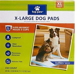 Top Paw Dog Extra Large Pads for Puppy Training, Indoor Dogs or Apartment Living, or Dogs with Incontinence, 150 Count