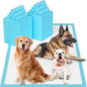 LNWJSRX Puppy Pee Pads for Dogs Extra Large 31""x47"" 40 Count, Leak-Proof & Super Absorbent, Thicken Disposable Potty Training Pads for Doggie Cats Rabbits, Quick Dry Pet Piddle Pad, Blue&white