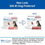 NexGard® (afoxolaner) Flea and Tick Protection for Dogs Oral Soft Beef Flavored Chewables, 60.1 to 121 lbs (Red Box) 6 Chews (6 Month Supply)