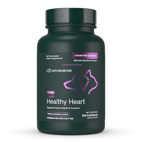 VetriScience CoQ10 Healthy Heart Easy-Open Capsules, Coenzyme Q10 Cardio and Healthy Aging Supplement for Dogs and Cats, Heart Support Supplement with 10 mg CoQ10, 100 Count