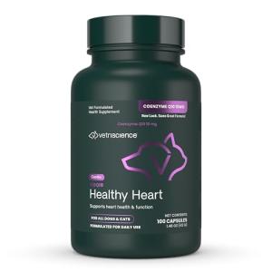 VetriScience CoQ10 Healthy Heart Easy-Open Capsules, Coenzyme Q10 Cardio and Healthy Aging Supplement for Dogs and Cats, Heart Support Supplement with 10 mg CoQ10, 100 Count