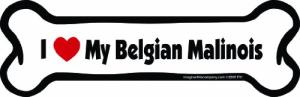 Imagine This Company I Love My Breed Bone Shaped Pet Magnet; Removable Magnets for Cars, Fridges, Lockers & More, Stylish Pet Inspired Car Accessories, 2 x 7 inches, White/Black, Belgian Malinois