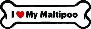 Imagine This Company I Love My Breed Bone Shaped Pet Magnet; Removable Magnets for Cars, Fridges, Lockers & More, Stylish Pet Inspired Car Accessories, 2 x 7 inches, 1 Item, White/Black, Maltipoo